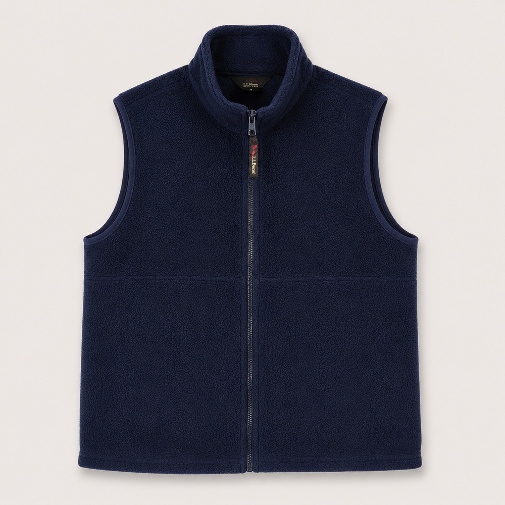 Vintage LL Bean Outdoors Fleece Vest Navy Blue Full Zip Womens Large ND11